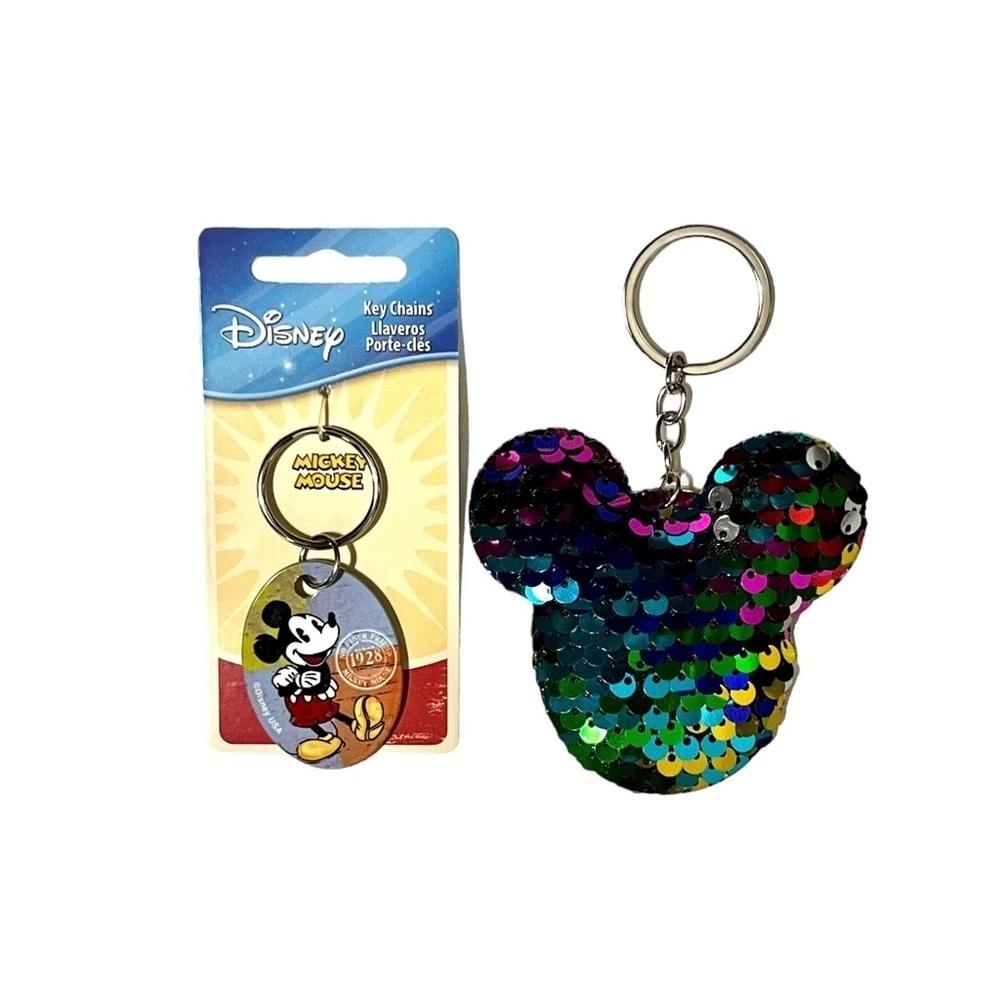 Disney 1928 Mickey Mouse Key Chain With Free Sequin Mickey Key Chain